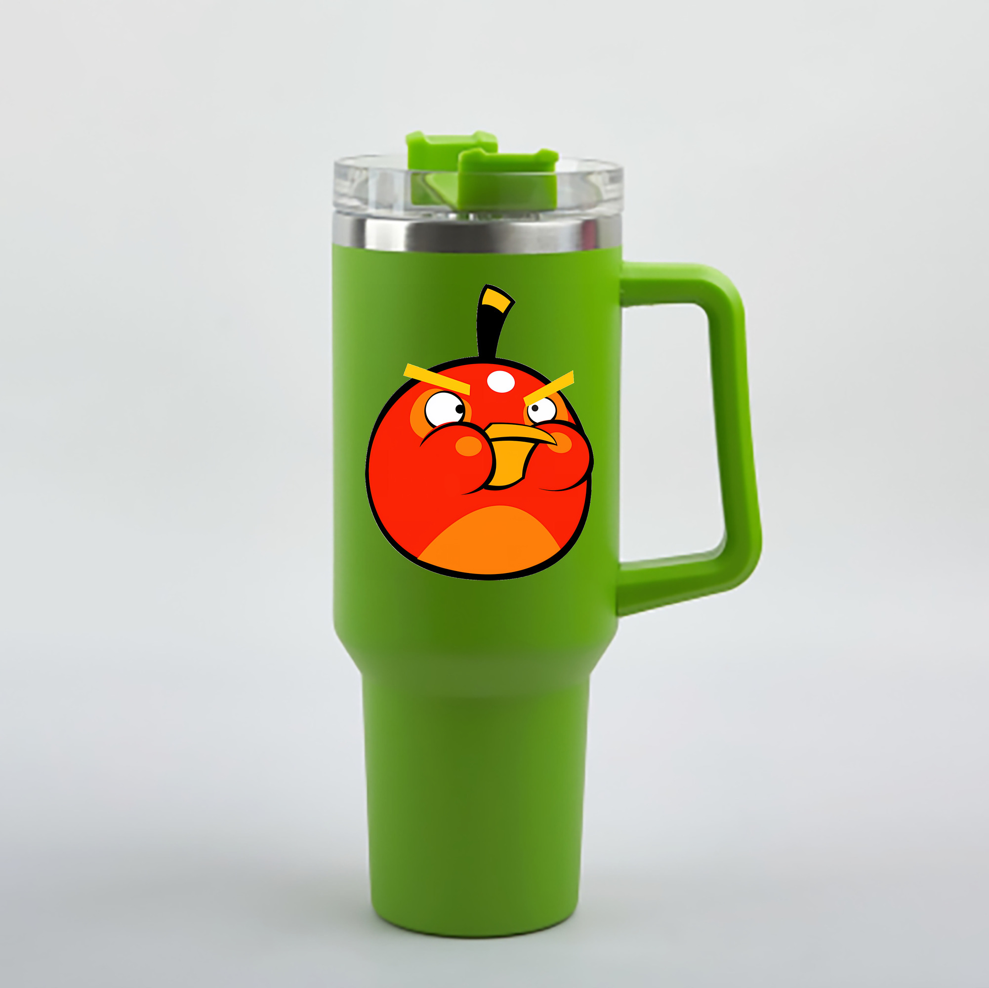 （画像用） Angry Birds アングリーバード 1200mL車用タンブラー - クリスタルステッカー（プラスチックストロー付き）